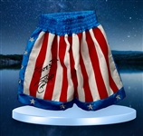 Sylvester Stallone Signed ROCKY IV Red, White & Blue Boxing Trunks! (Memorabilia Network COA )