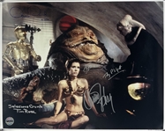 Star Wars ROTJ Cast Signed 16" x 20" Photo from "Jabbas Palace" with Fisher, Daniels, Rose, Philpott & Coppinger (Beckett/BAS LOA)