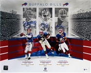 Bills Legends: Jim Kelly, Thurman Thomas & Andre Reed Signed 16" x 20" Color Photo (BAS)