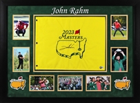 John Rahm Signed 2023 Masters Pin Flag (Winner) in Custom Framed Display (Beckett/BAS)