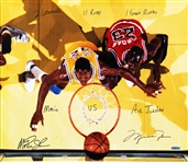 Michael Jordan & Magic Johnson Signed & Extensively Inscribed 16" x 20" Color Photo (UDA)