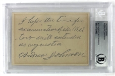 Andrew Johnson Signed 2.5" x 3.75" Calling Card (Beckett/BAS Encapsulated)