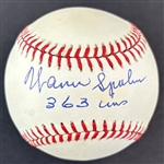 Warren Spahn Single Signed Rawlings ONL Baseball with "363 Wins" Inscription(Third Party Guaranteed)