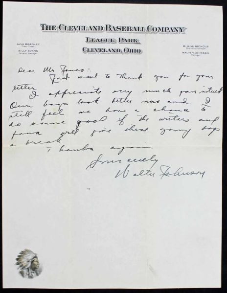 Walter Johnson Handwritten & Signed 1935 Letter (PSA/DNA)