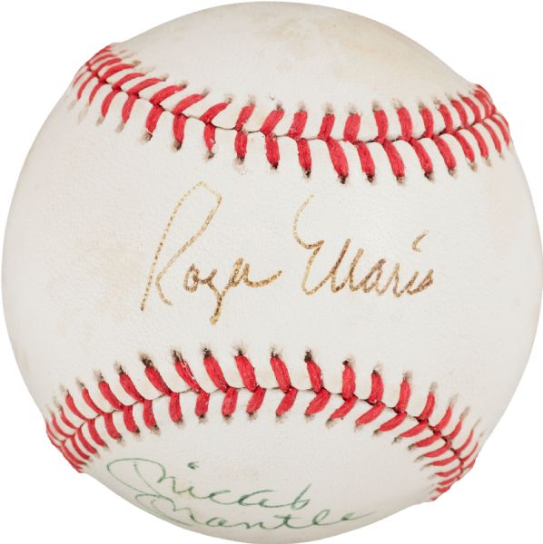 Roger Maris & Mickey Mantle Signed OAL Baseball with Rare Maris Sweet Spot Autograph (PSA/DNA)