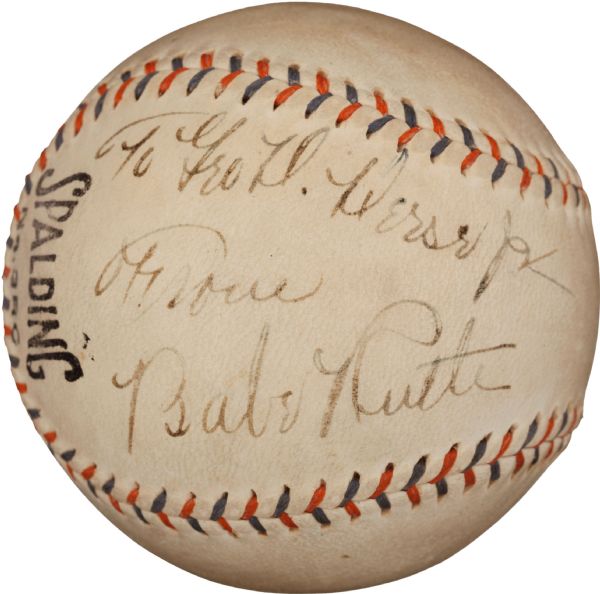 Babe Ruth Single Signed & Inscribed Babe Ruth Home Run Special Baseball (PSA/DNA)