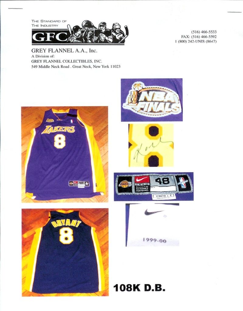 kobe bryant game worn jersey signed