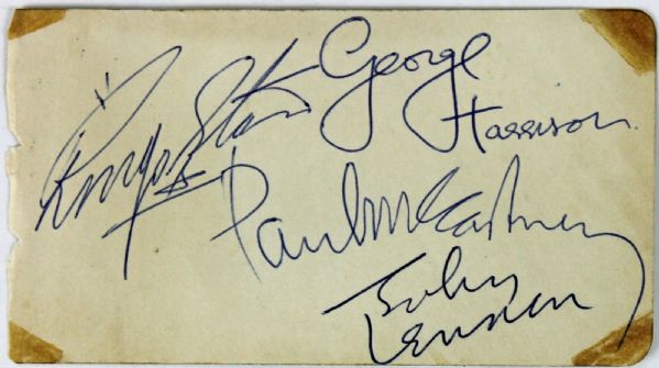 The Beatles: Graded MINT 9 Signed Album Page (PSA/DNA)