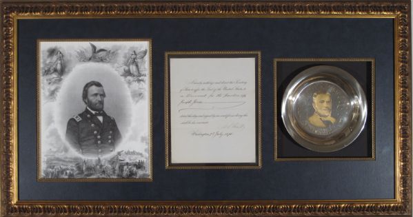 President Ulysses S. Grant Signed Warrant as President in Custom Framed Display (PSA/DNA)