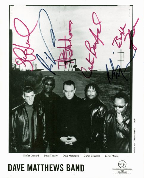 Dave Matthews Band Rare Early Group Signed 8" x 10" Publicity Photo w/LeRoi Moore (5 Sigs)(PSA/DNA)