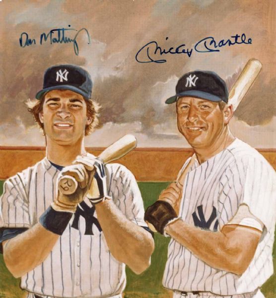 Mickey Mantle & Don Mattingly Dual Signed 8" x 8.5" Photo (PSA/DNA)