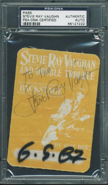 Stevie Ray Vaughan Signed Backstage Pass (PSA/DNA Enacapsulated)
