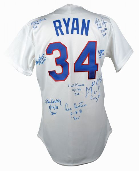 300 Game Winners: Nolan Ryan Jersey Signed & Inscribed by 8 300 Game Winners! (PSA/DNA)