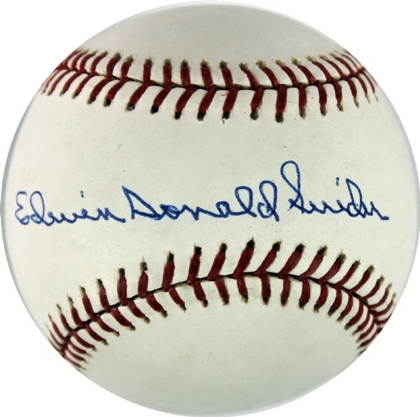Duke Snider Signed Full Name "Edwin Donald Snider" OML Baseball (JSA)