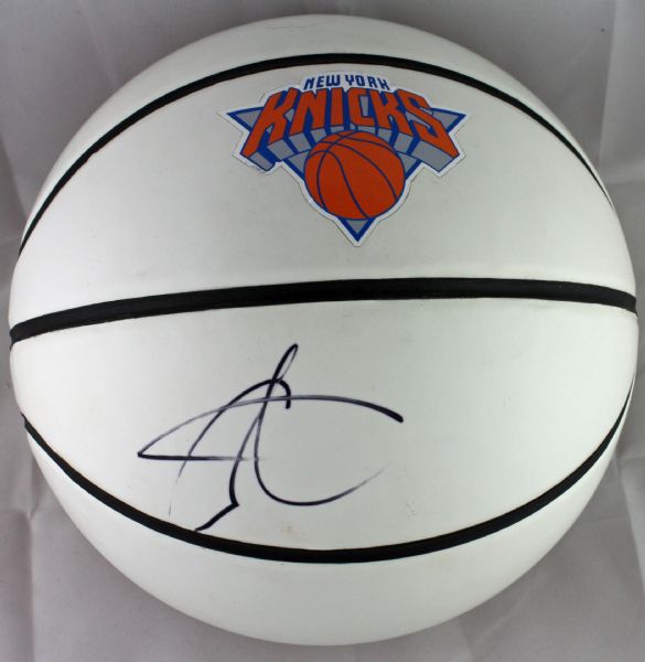 Carmelo Anthony Signed White Panel New York Knicks Basketball (PSA/DNA) 