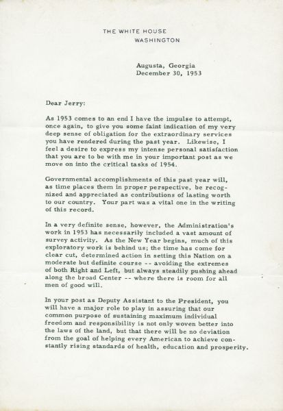 President Dwight Eisenhower Signed Typed Two-Page Letter w/ "Avoid the Extremes of Right & Left" Presidential Content (PSA/DNA)