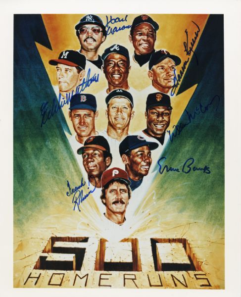 500 Homerun Club: Multi-Signed 8" x 10" Photo w/ Aaron, Banks, Robinson & Others (PSA/DNA)
