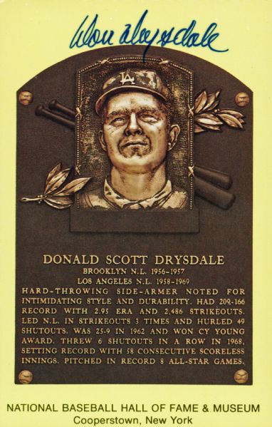 Lot of 3 Hall of Fame Plaque Cards w/ Drysdale, Robinson & Slaughter (PSA/DNA)