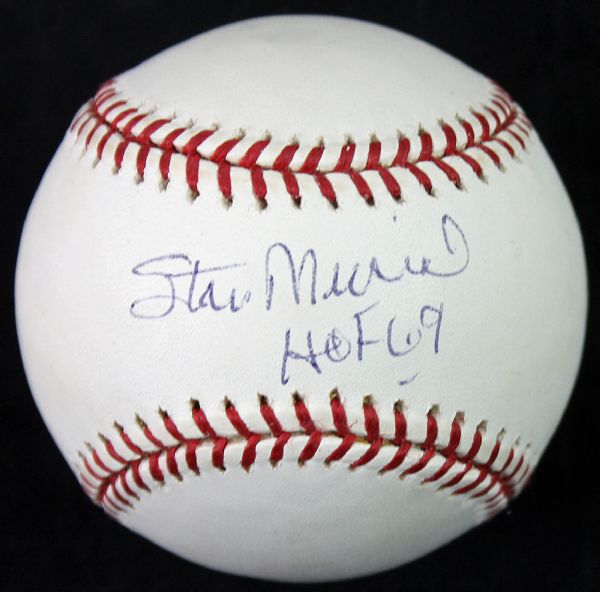 Stan Musial Signed OML Baseball w/ "HOF 69" Inscription (Reggie Jackson)