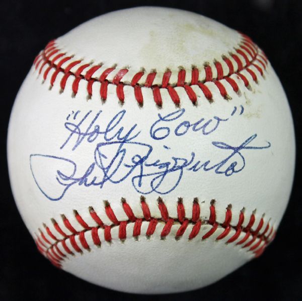 Phil Rizzuto Signed OAL Baseball w/ Rare "Holy Cow!" Inscription (PSA/DNA)