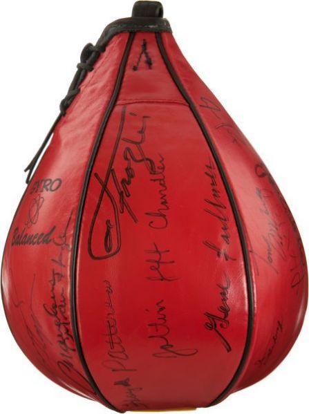 Boxing Greats: Everlast Speed Bag w/ 16 Sigs Frazier, Patterson, Hopkins, Hagler Ect (PSA/DNA)