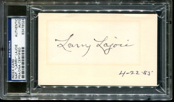 Napolean "Larry" Lajoie Signed 3" x 5" Index Card (PSA/DNA Encapsulated)