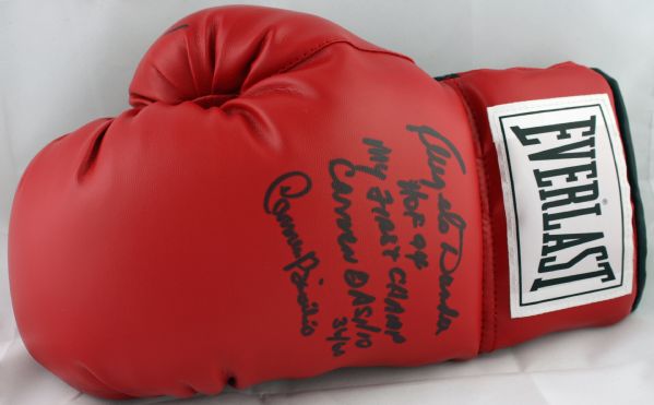 Rare Angelo Dundee & Carmen Basilo Dual Signed Limited Edition Boxing Glove w/ "My First Champ" Inscription (PSA/DNA)