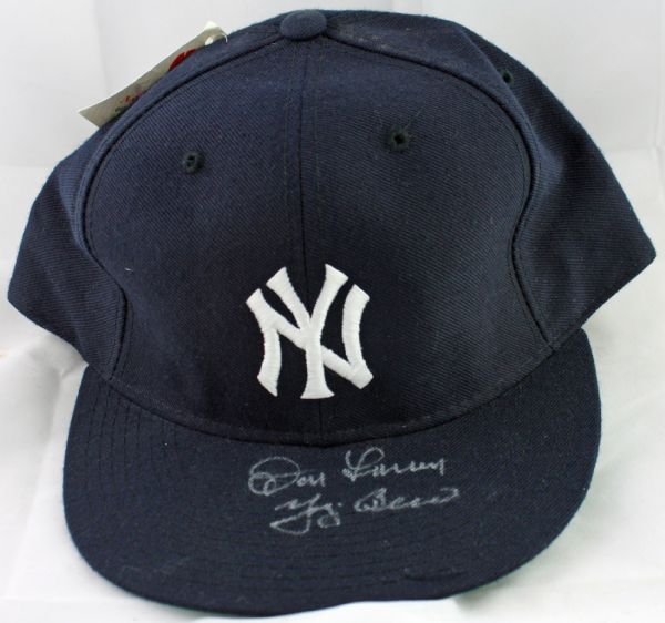 World Series Perfect Game: Don Larsen & Yogi Berra Dual Signed NY Yankees Baseball Hat (JSA)