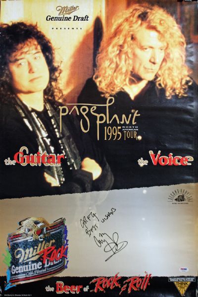 Led Zeppelin: Jimmy Page Signed Page & Plant 1995 Tour Poster with Photo Proof (PSA/DNA)