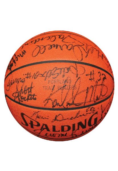 Basketball Legends: Multi-Signed Official NBA Basketball w/ Stockton, Malone, Drexler & Mullin (PSA/DNA)
