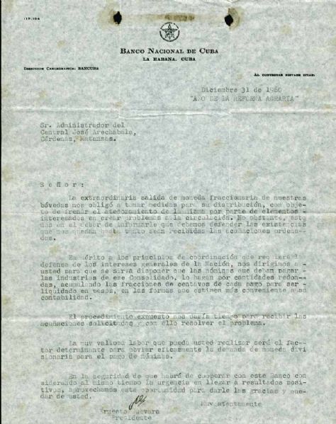 Che Guevara Ultra-Rare Signed 1960 Cuban Document (PSA/DNA)