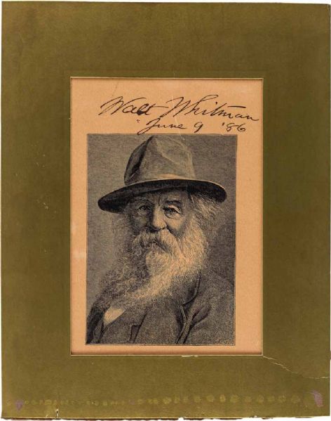 Walt Whitman Exceptional Signed 4.5" x 6.5" Portrait Photo (PSA/DNA)