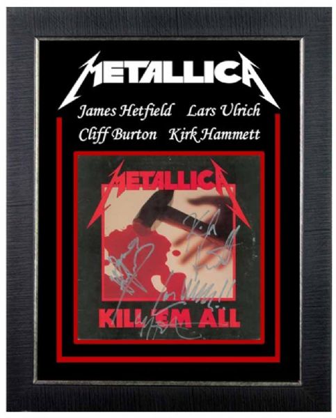 Metallica Group Signed & Framed "Killem All" Record Album Cover with Cliff Burton! (PSA/JSA Guaranteed)