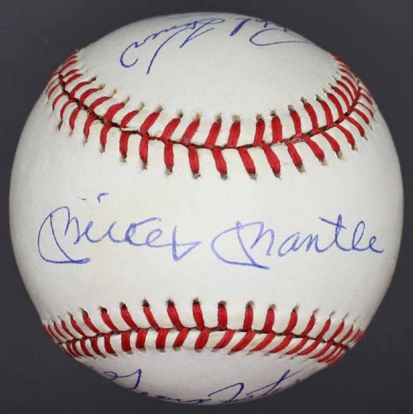 50 Home Run Club Signed ONL Baseball w/Mantle, Mays, Kiner, etc. (5 Sigs)(PSA/DNA)