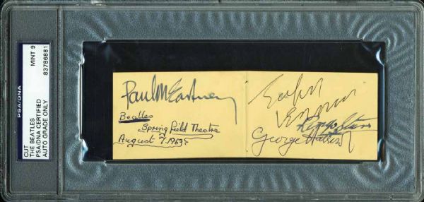 The Beatles Group Signed 2.5" x 6" 1963 Album Page PSA/DNA Graded MINT 9