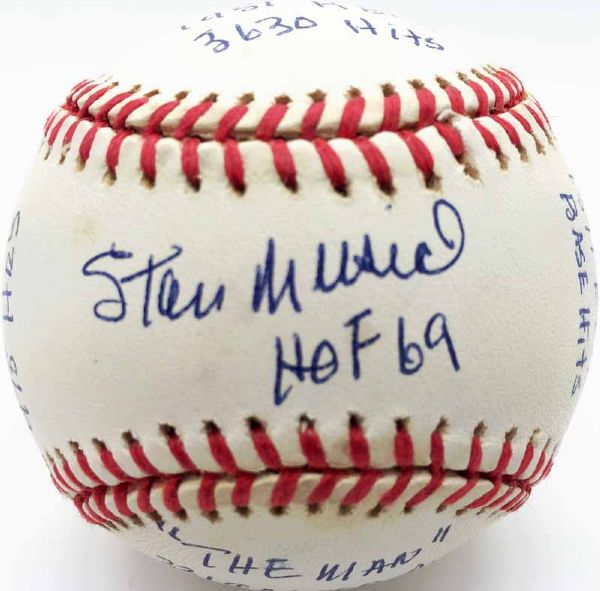 Stan Musial Impressive Signed & Inscribed ONL Baseball w/ 20 Unique Stats! (PSA/DNA)