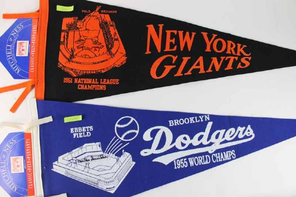 Lot of Two (2) Signed Pennants with Willie Mays & Duke Snider (PSA/JSA Guaranteed)