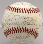New York Yankee Legends Multi-Signed OAL Baseball w/ Mantle, Maris, DiMaggio & Others (JSA)