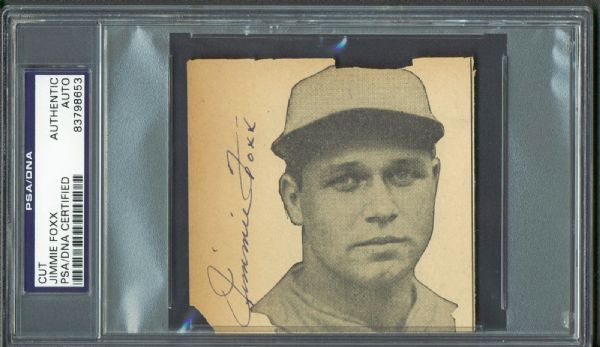 Jimmie Foxx Superbly Signed 3" x 4" Photo (PSA/DNA Encapsulated)