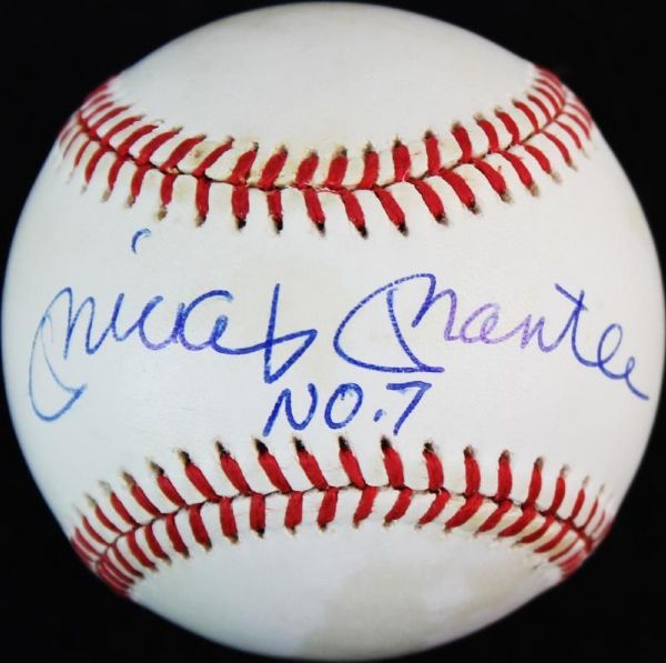 Mickey Mantle Signed OAL Baseball with "No. 7" Inscription (PSA/DNA)