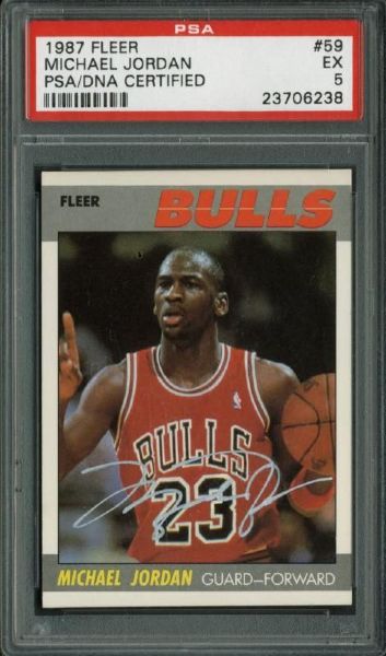 Michael Jordan Signed 1987-88 2nd Year Fleer Card #59 (PSA Encapsulated & Graded EX 5)