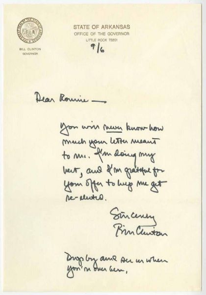 President Bill Clinton ULTRA-RARE Signed & Hand Written Letter PSA/DNA Graded GEM MINT 10!