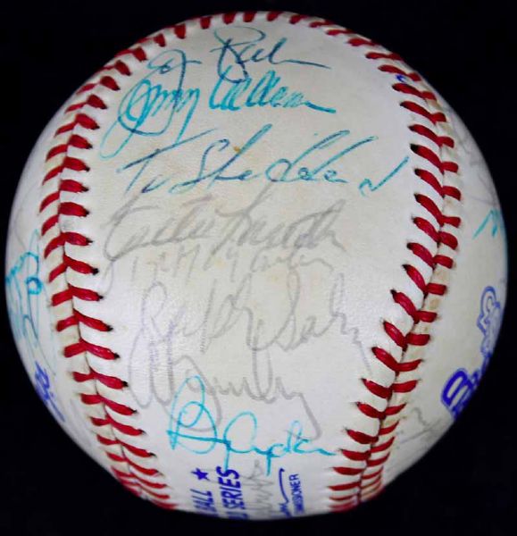 1983 WS Champion Baltimore Orioles Team Signed OAL Baseball w/ Rookie Ripken! (JSA)
