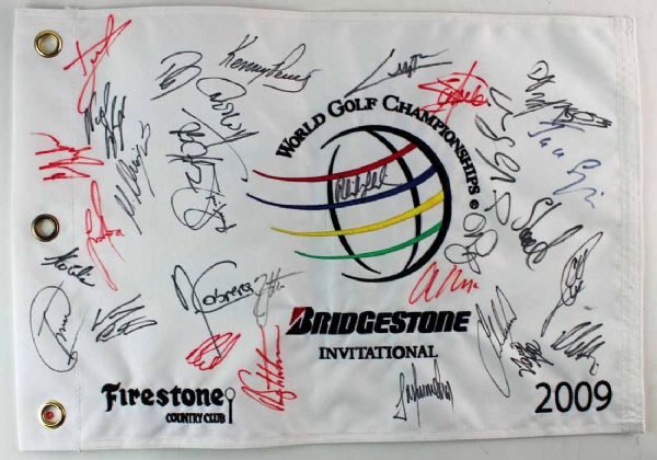 2009 Bridgestone Multi-Signed Golf Flag w/ Mickelson, McIlroy & Others (JSA)