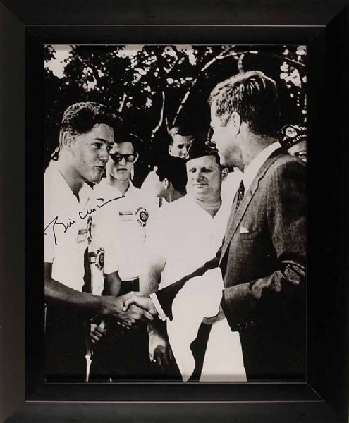 Bill Clinton Signed & Framed Rare Over-Sized 11" x 14" B&W Photo of 1963 Meeting with John F. Kennedy! (PSA/JSA Guaranteed)