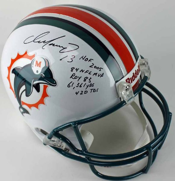 Dan Marino Signed Full-Size Helmet w/ Rare "HOF 2005, 84 NFL MVP, 61361 YDS & 420 TDs" Inscription (PSA/JSA Guaranteed)