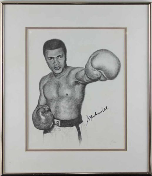 Muhammad Ali Signed One-Of-A-Kind 14" x 18" Artist Hand-Drawn Image (JSA)