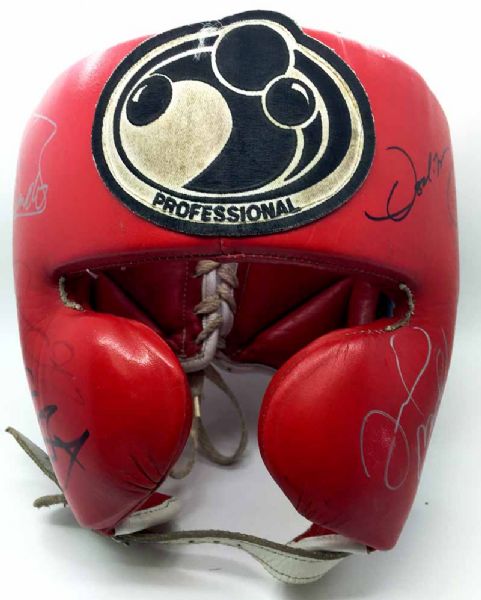 Floyd Mayweather Jr, Oscar Dela Hoya & Others Signed & Training Used Headgear (JSA)