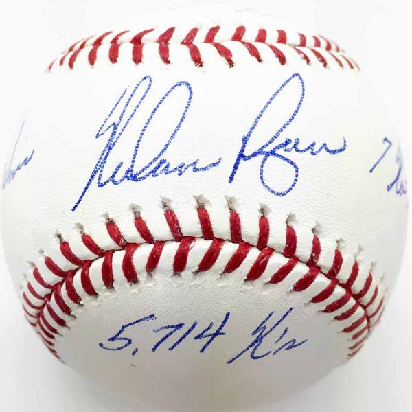 Nolan Ryan Near-Mint Signed & Inscribed Baseball w/ 4 Unique Stats! (PSA/DNA)