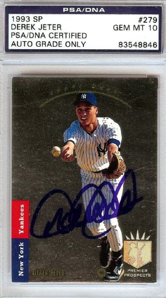 Derek Jeter Signed 1993 SP Baseball Card PSA/DNA Graded GEM MINT 10